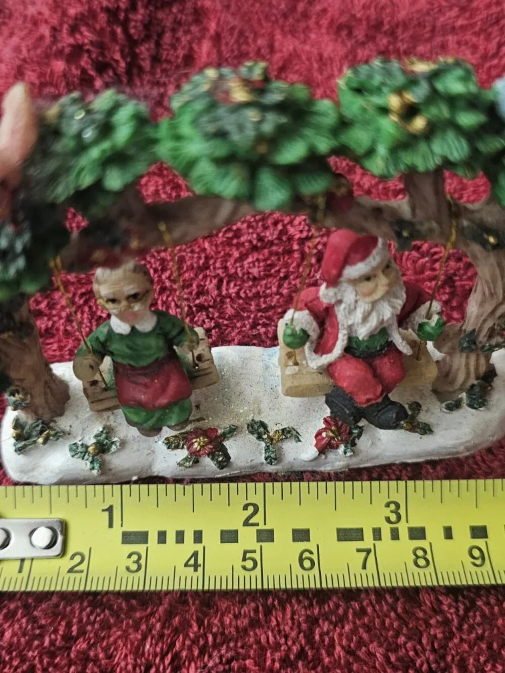 Santa Claus and Mrs. Claus Swinging - Christmas Holiday Figurine - Preowned